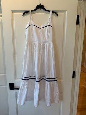J. Crew Factory White Sundress with Navy Trim Accents - NWT Size 6